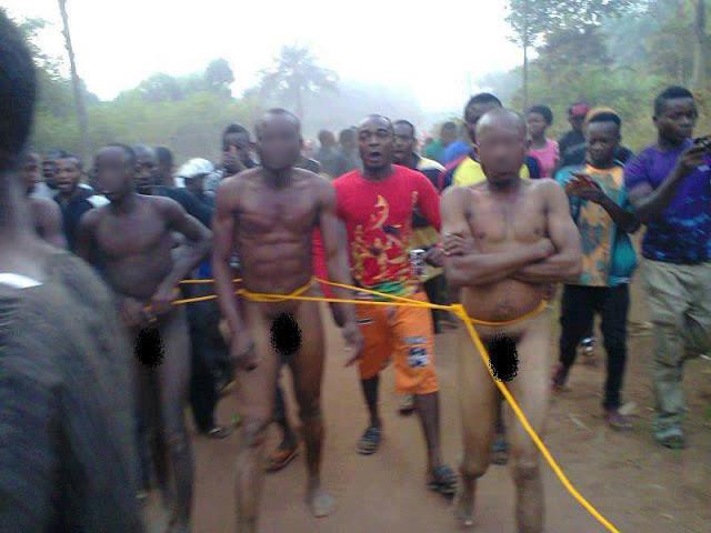 Gay men paraded naked on the street of Owerri, Imo State, South East Nigeria in 2014 after the law was signed